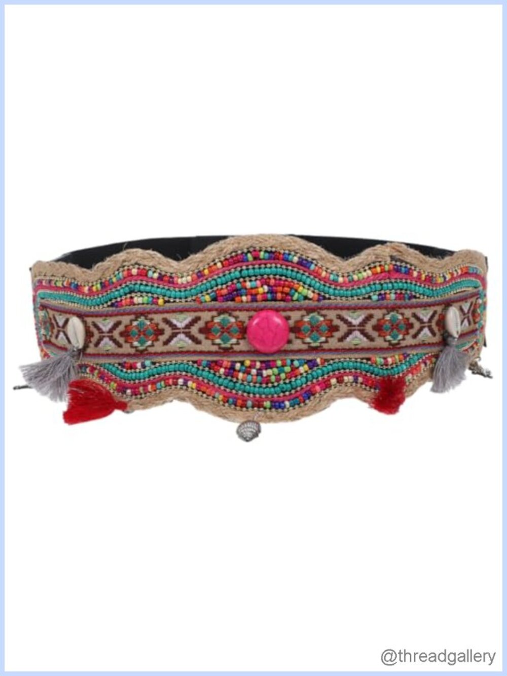 Wide Beaded Waist Belt Ethnic Elastic Corset Women Dress Western Chic